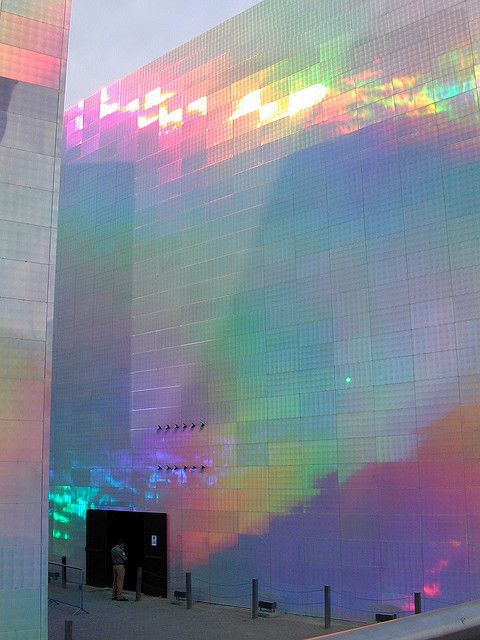 Guggenheim Bilbao opalescent holographic building covering
