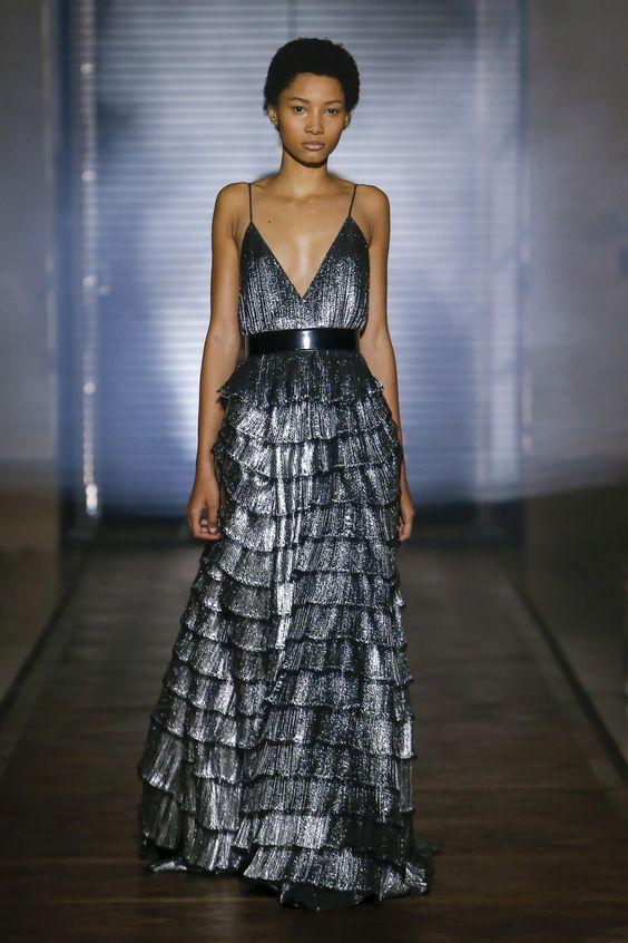 Givenchy Gunmetal Tiered Gown Spring 18 Couture