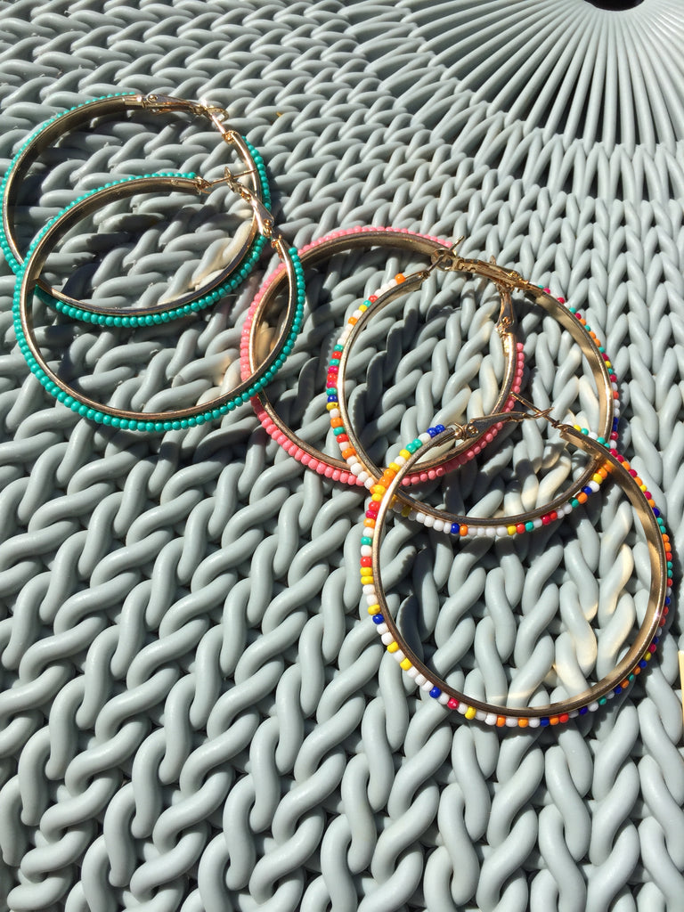 Beaded hoop earrings by janna Conner