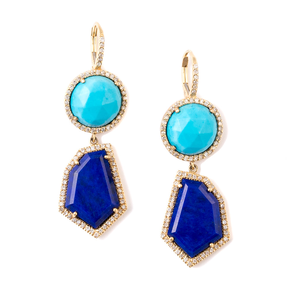 janna Conner fine jewelry lapis and turquoise diamond earrings