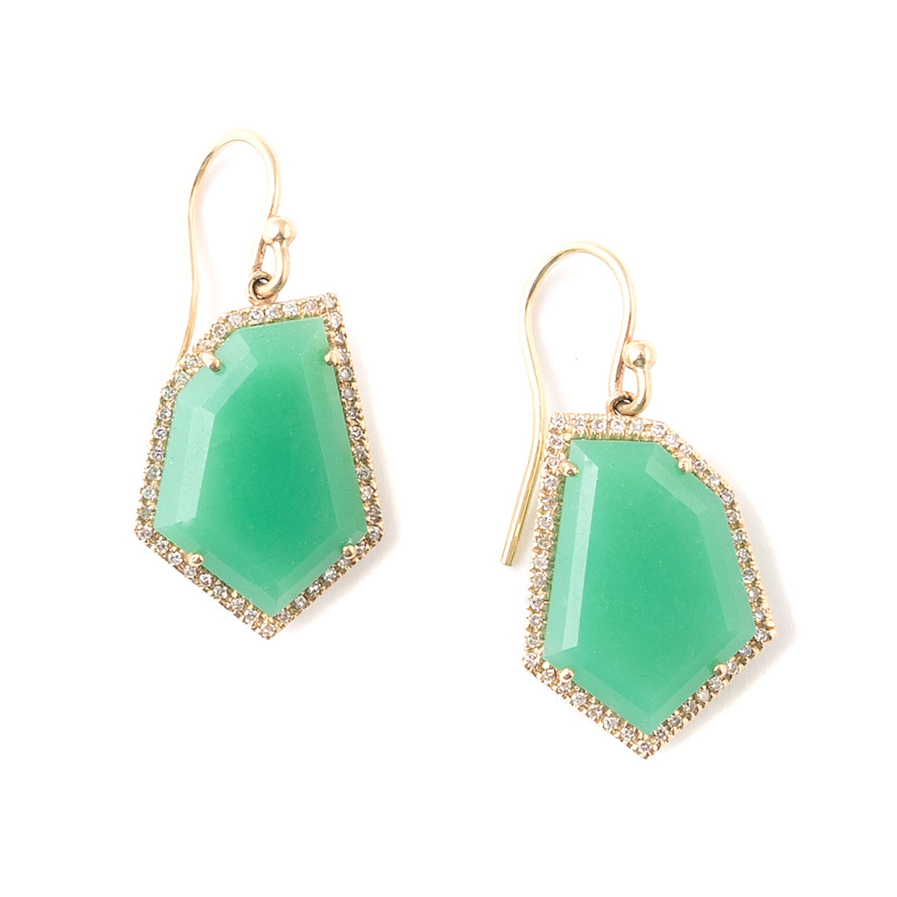 Janna Conner fine jewelry Chrysoprase and diamond drop earrings