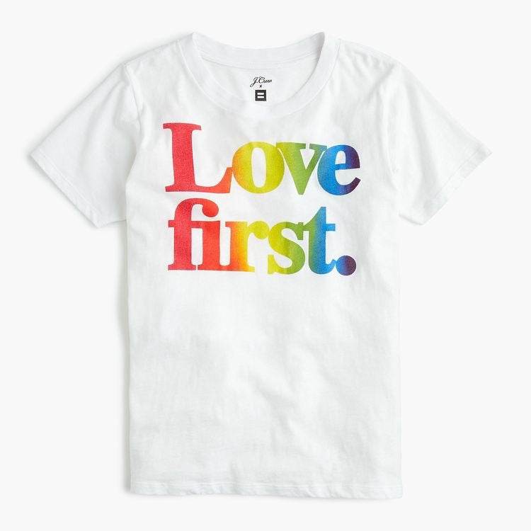 rainbow love first jcrew pride t shirt