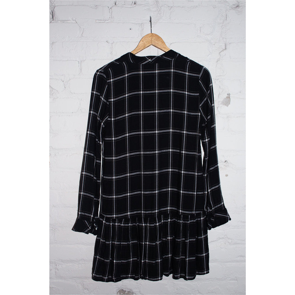 zara black and white check dress