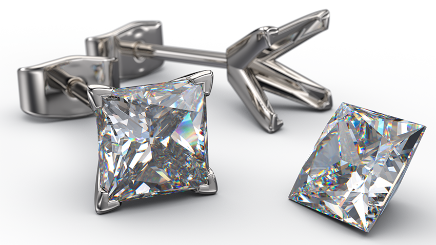 meticulously hand-set princess cut diamond stud earrings - Australian Diamond Network