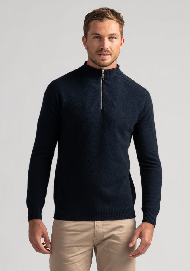 Mens Cassum Half Zip Sweater- Ink