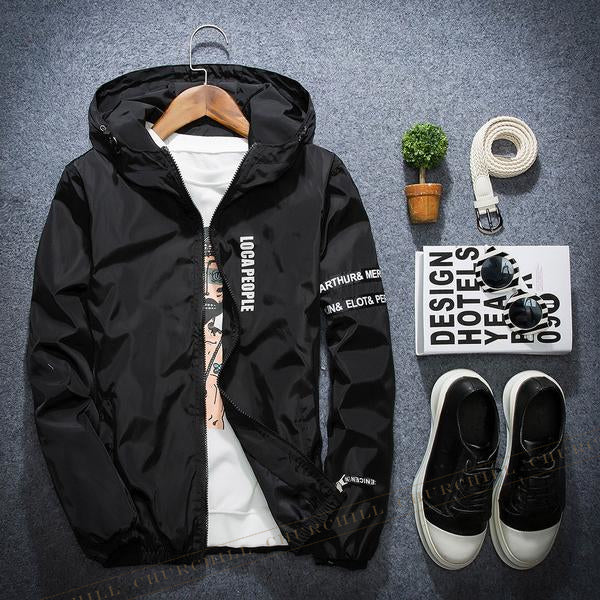 Slim Fit Windbreaker Hooded Jacket 