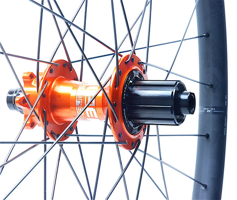 XLR8 Performance Bicycle Wheels Project 321 SuperBoost Orange on Spank 350 rear