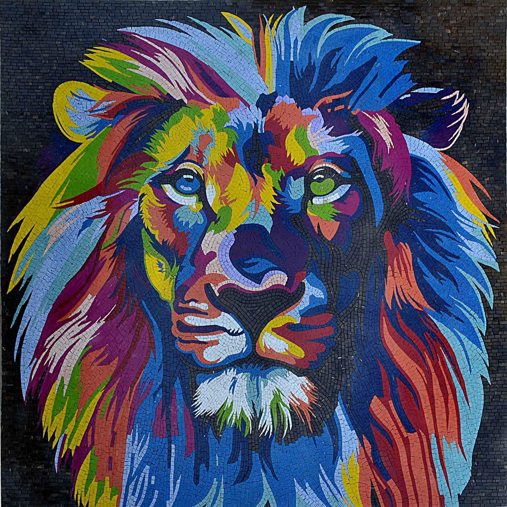 Modern Mosaic Art - Colorful Lion Head | Animals | Mozaico