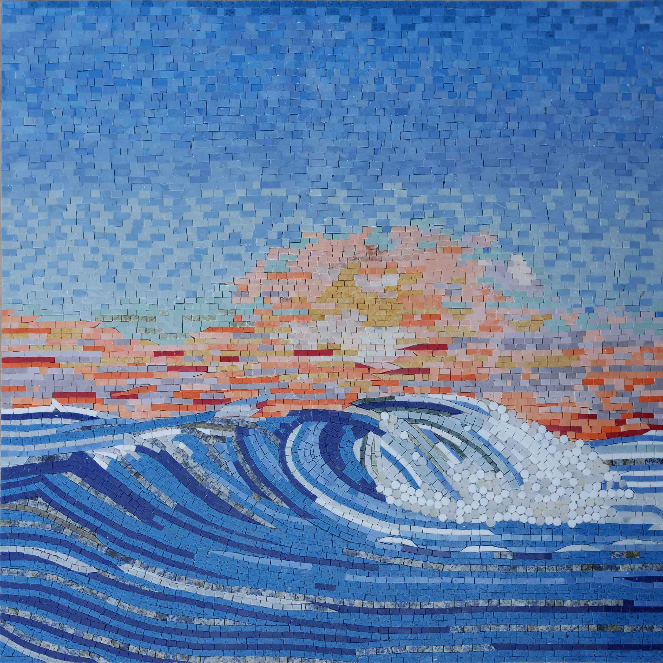 bloed Stadium Aanhoudend Wave Mosaic with Sunset Hues - Mosaic Art
