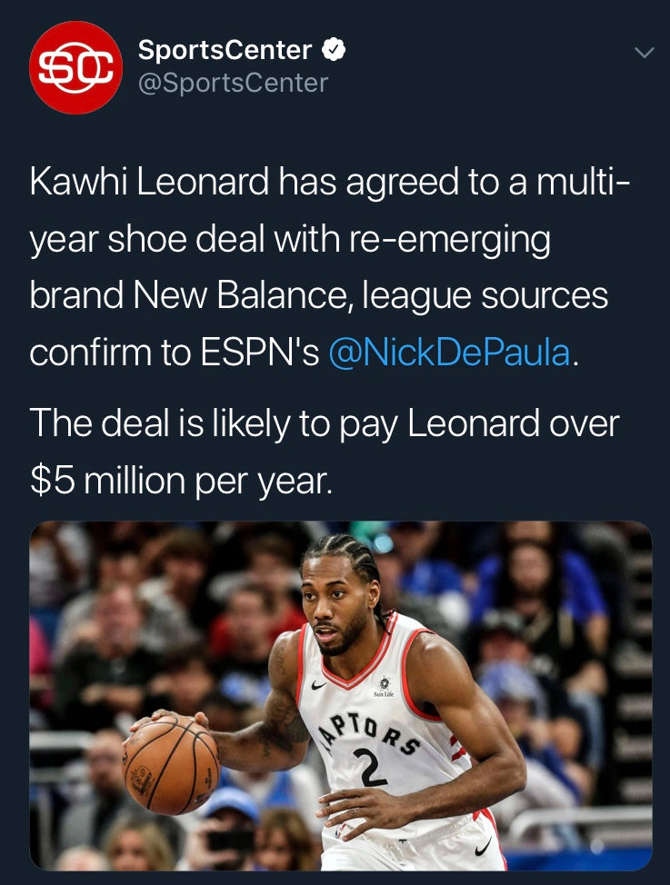 kawhi signs new balance