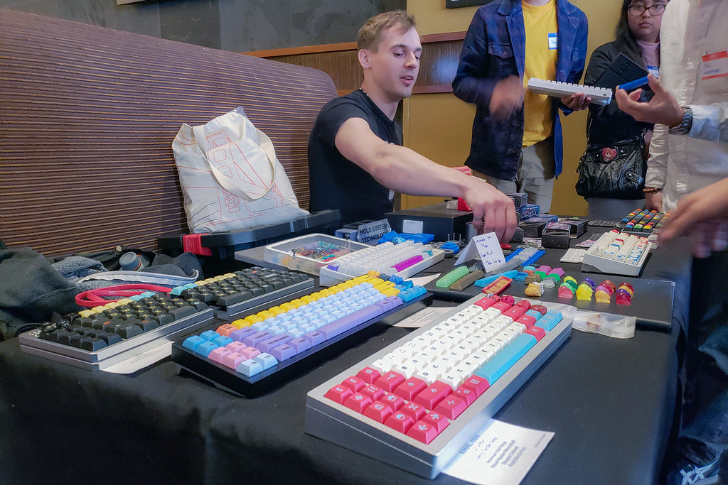 Table of Mechanical Keyboards at the Bay Area Mechanical Keyboard Meetup