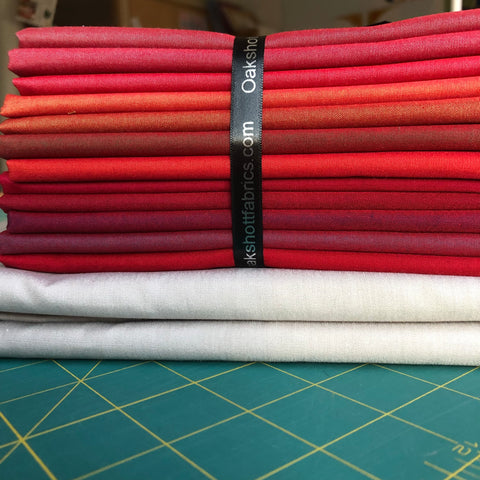 Oakshott Fabrics Ruby Red bundle of shot cottons