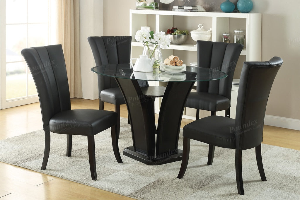 black glass dining room table