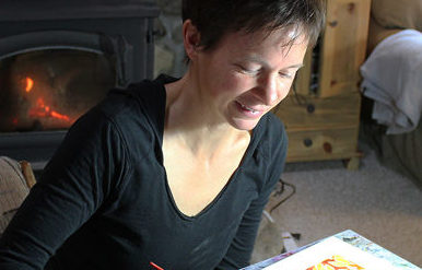 Karen Savory at work in her home studio in the Bitterroot Mountains.