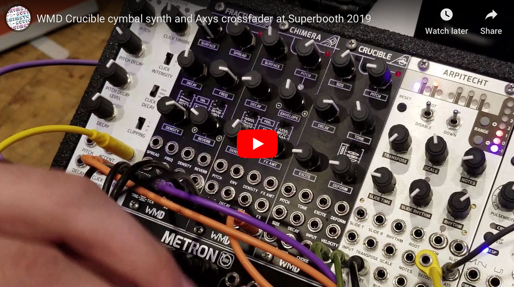 WMD Crucible cymbal synth and Axys crossfader at Superbooth 2019