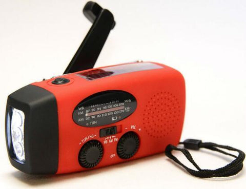 Red Emergency Hand Crank Flashlight Generator With Radio