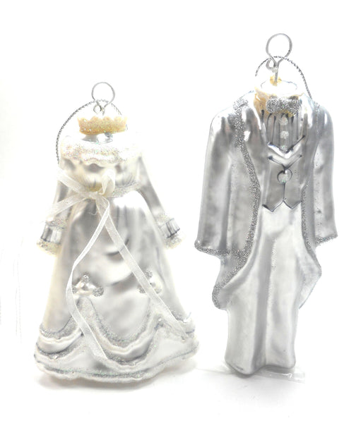 glass bride and groom christmas ornaments