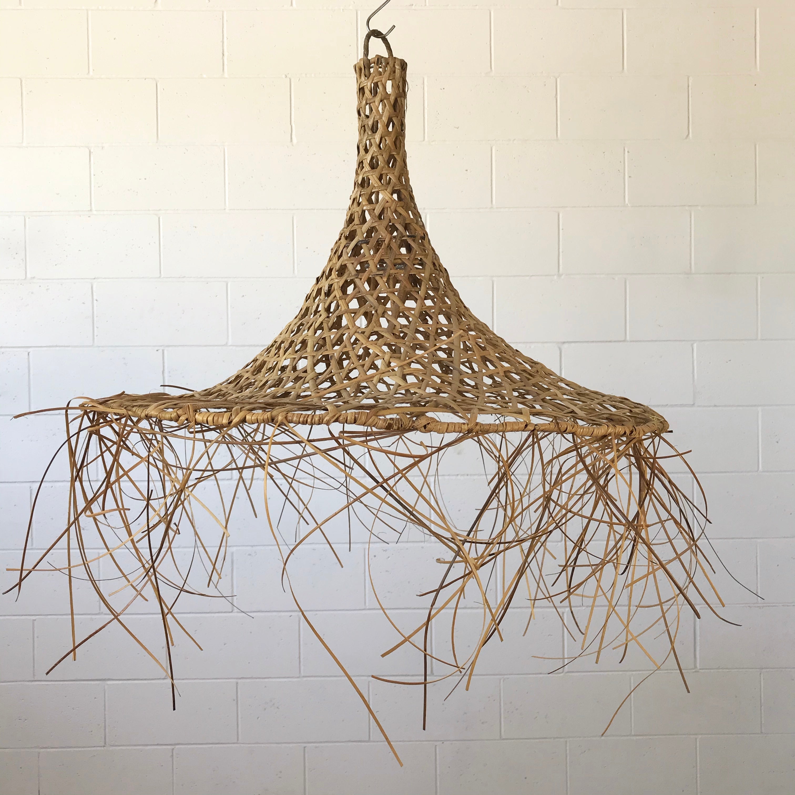 rattan fringe pendant light