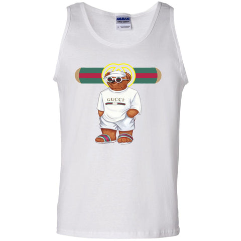 Bear In White Gucci T-shirt - teesdiys White / Small G220 Gildan 100% Cotton Tank Top - teesdiys
