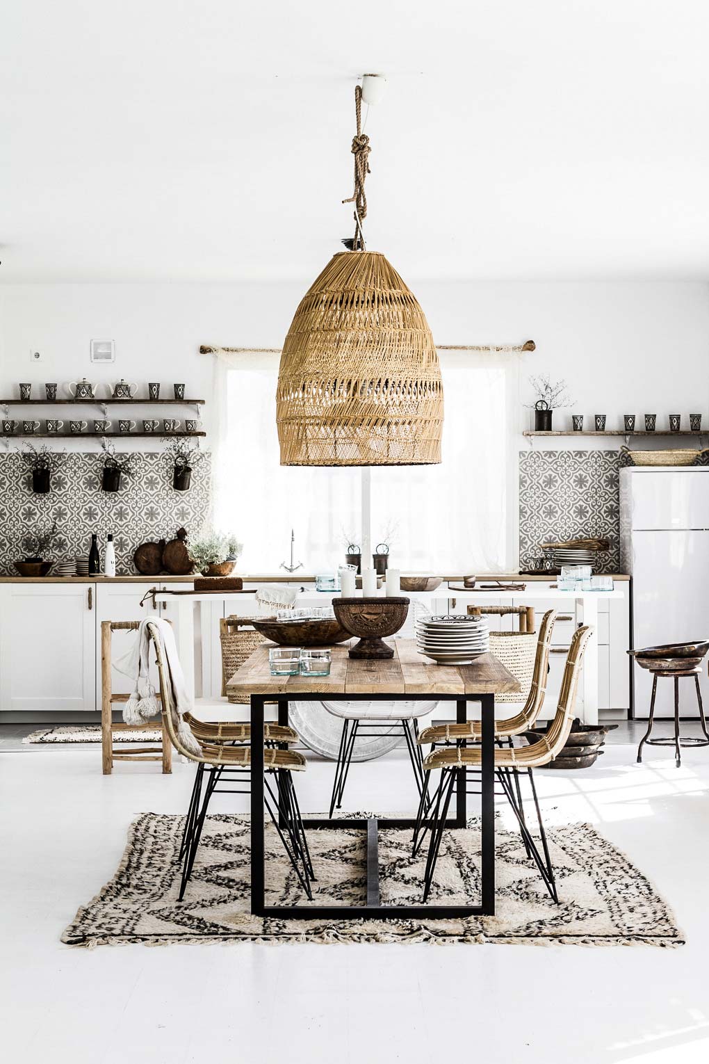 Moroccan style pendant light in kitchen