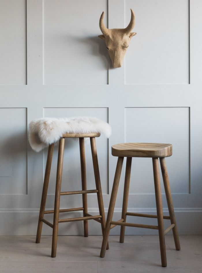 Rustic wooden bar stool