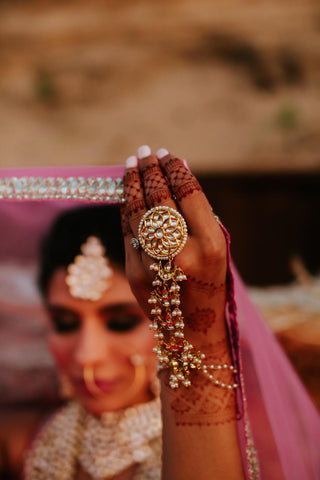 Pink and Red Kundan Set