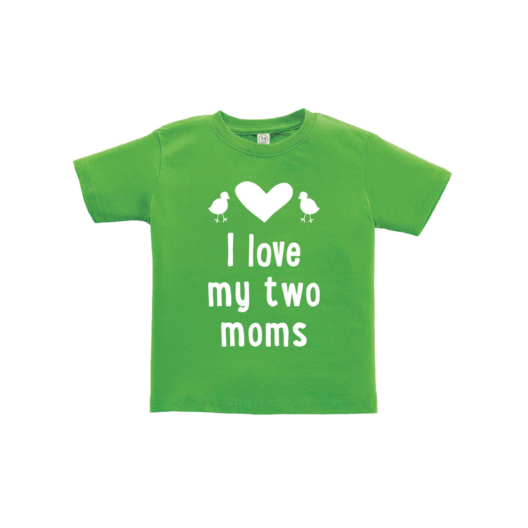 I love my two moms toddler tee - green - wee ones - soft and spun apparel
