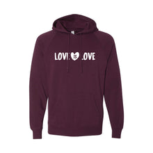 love is love pullover hoodie - maroon - soft and spun apparel