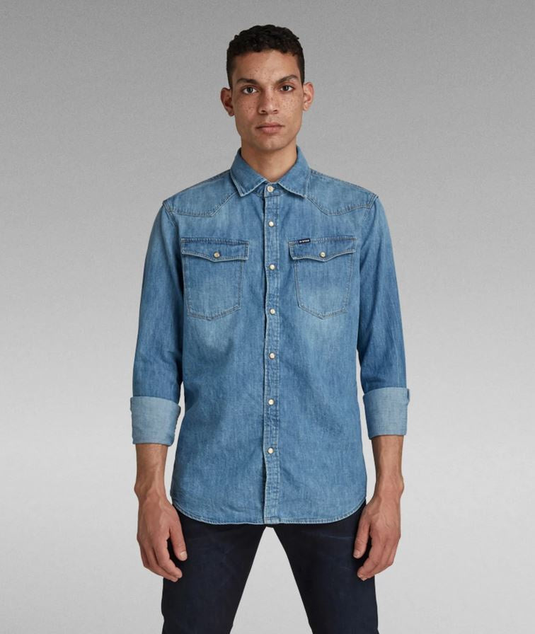 G-STAR 3301 Slim L/S Denim Shirt - Medium Aged