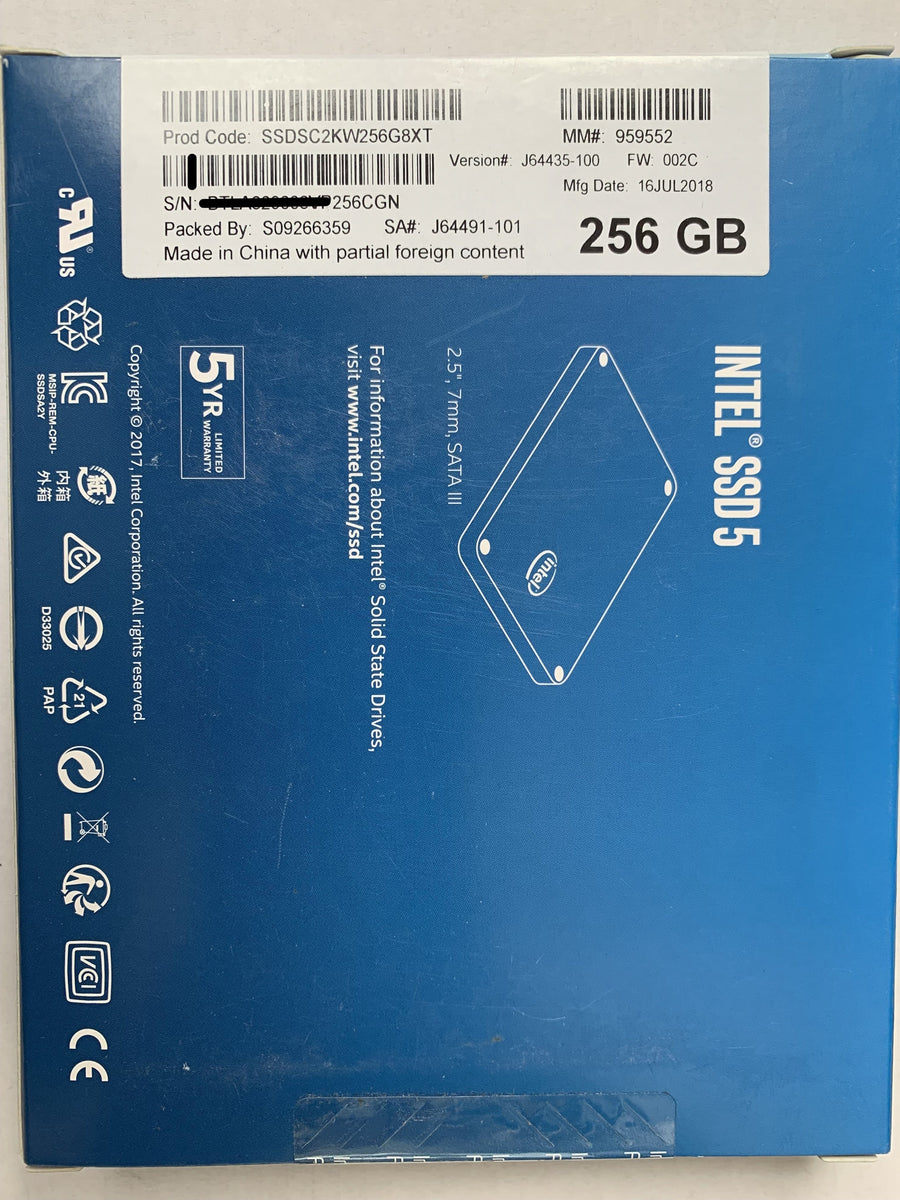 Intel® SSD 545s Series 256GB, 2.5in SATA 6Gb/s, 3D2, NAND TLC