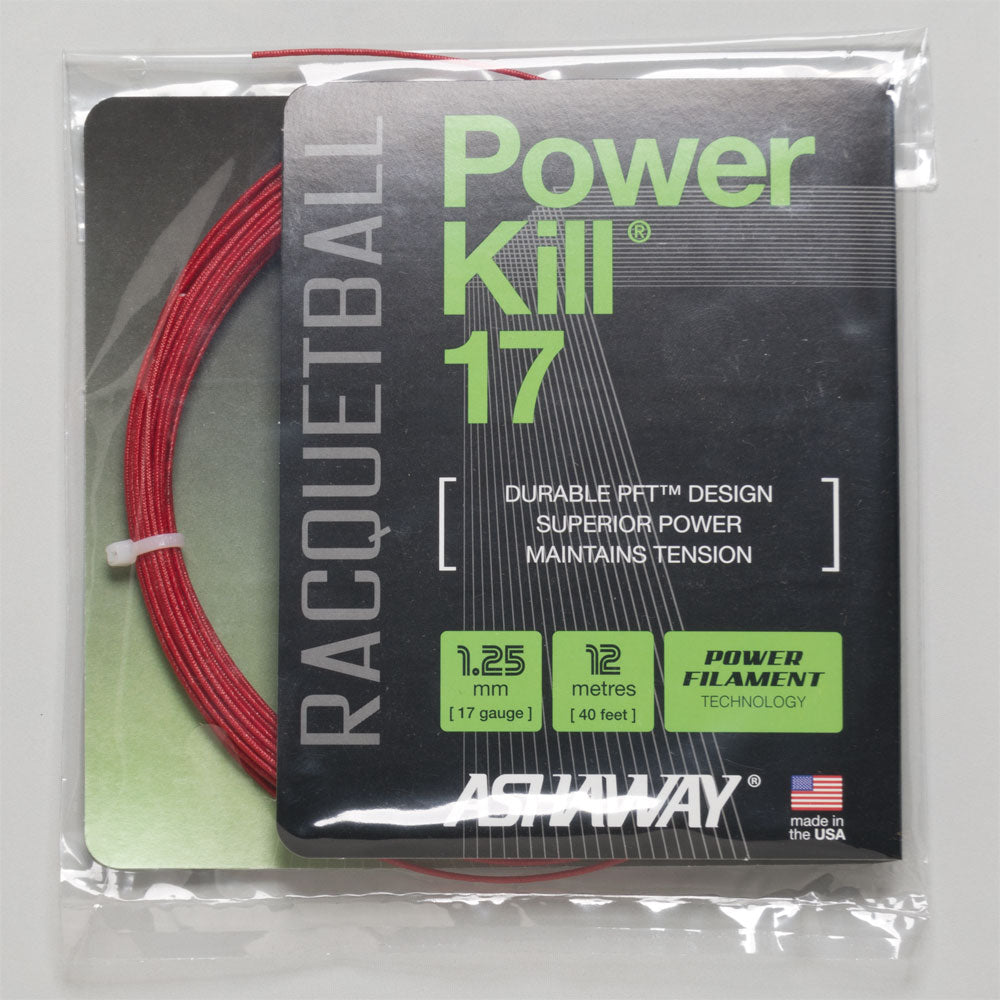 ASHAWAY Powerkill 17 Racketball/Racquetball String Set 17/1.25 mm-Rouge