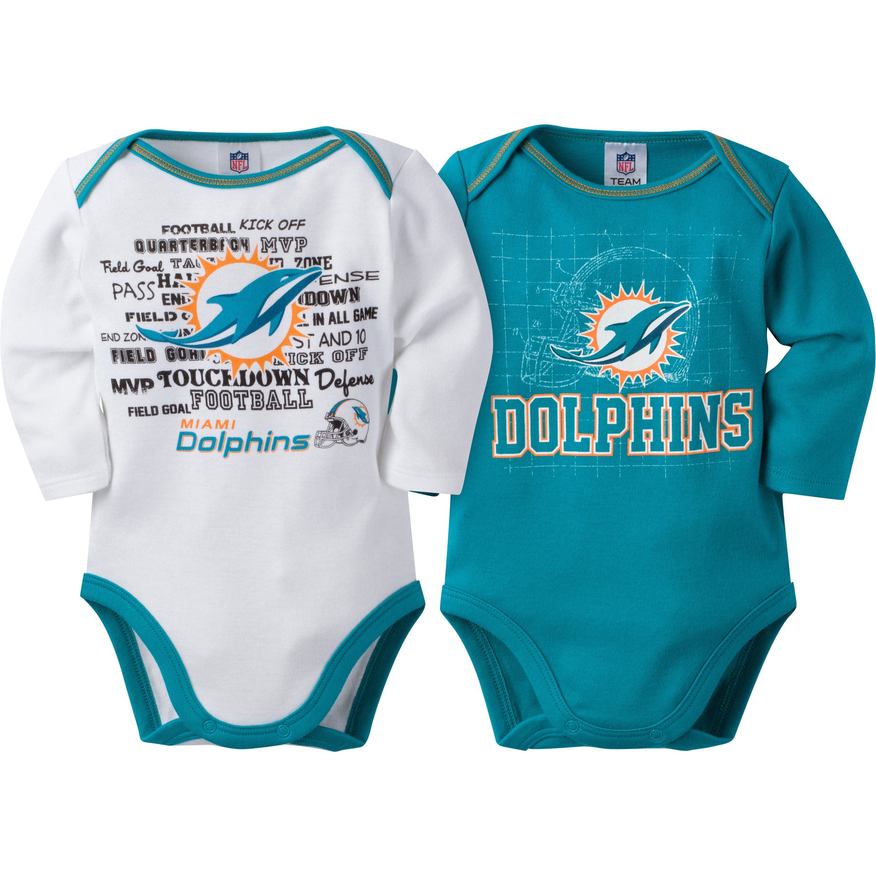 Dolphins Infant Long Sleeve Logo Onesies2 Pack babyfans