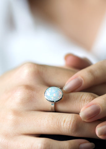 opal ring sterling silver