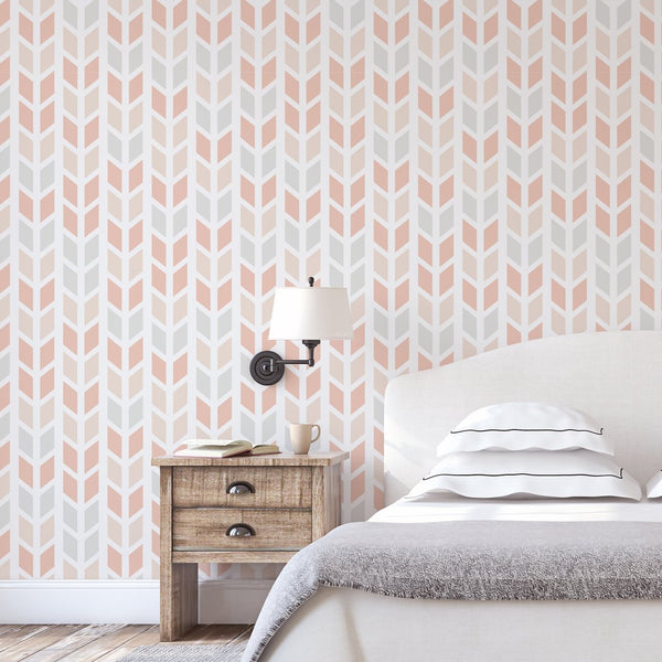 Coral Chevron Arrows Self Adhesive Wallpaper