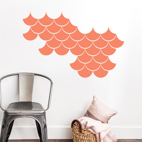 Mermaid scales wall sticker by Nutmeg - Living Coral Pantone Colour of the year