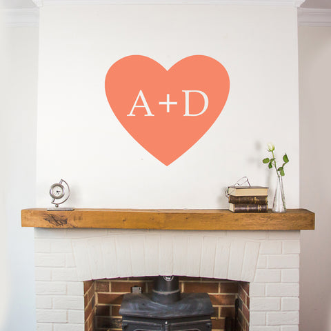 Heart initial wall sticker by Nutmeg - Living Coral Pantone Colour of the year