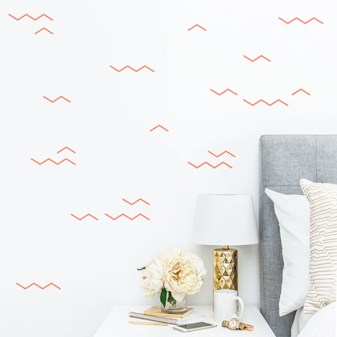 Zig zag wave wall sticker by Nutmeg - Living Coral Pantone Colour of the year
