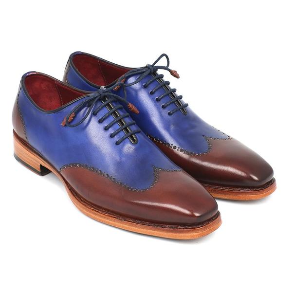 Paul Parkman Men's Wingtip Oxford Goodyear Welted Blue & Brown