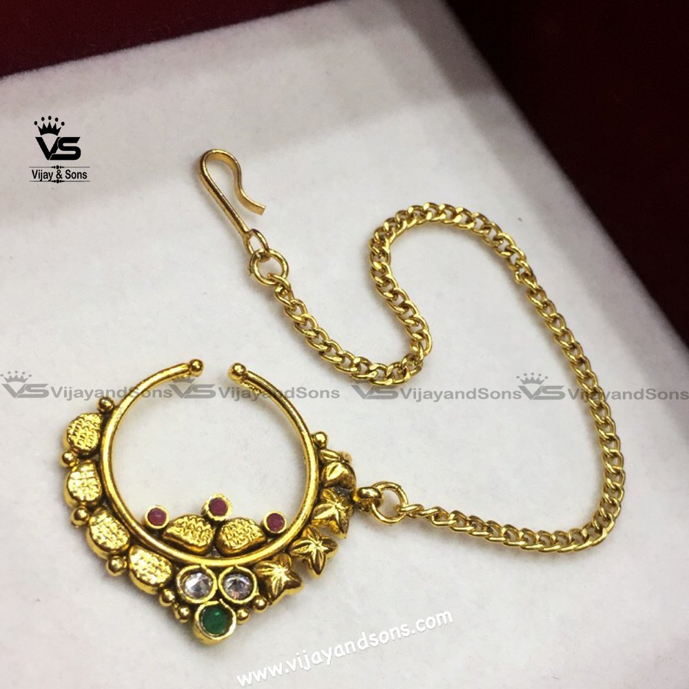 Bridal Nose Ring Designs In Gold / Round Nath freeshipping - Vijay ...