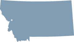 Map of Montana featuring Missoula