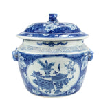 Blue and White Ceramic Plum Rice Jar