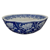 Traditional Blue and White Ceramic Floral Design Bowl (Small)