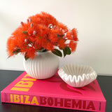 Ribbed Squat Vase (White)