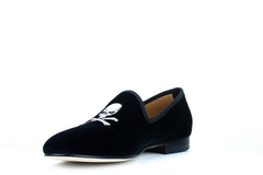 Black Velvet Slipper with Skull & Bone