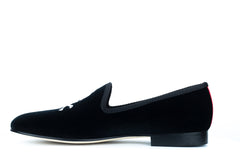 Black Velvet Slipper with Skull & Bone