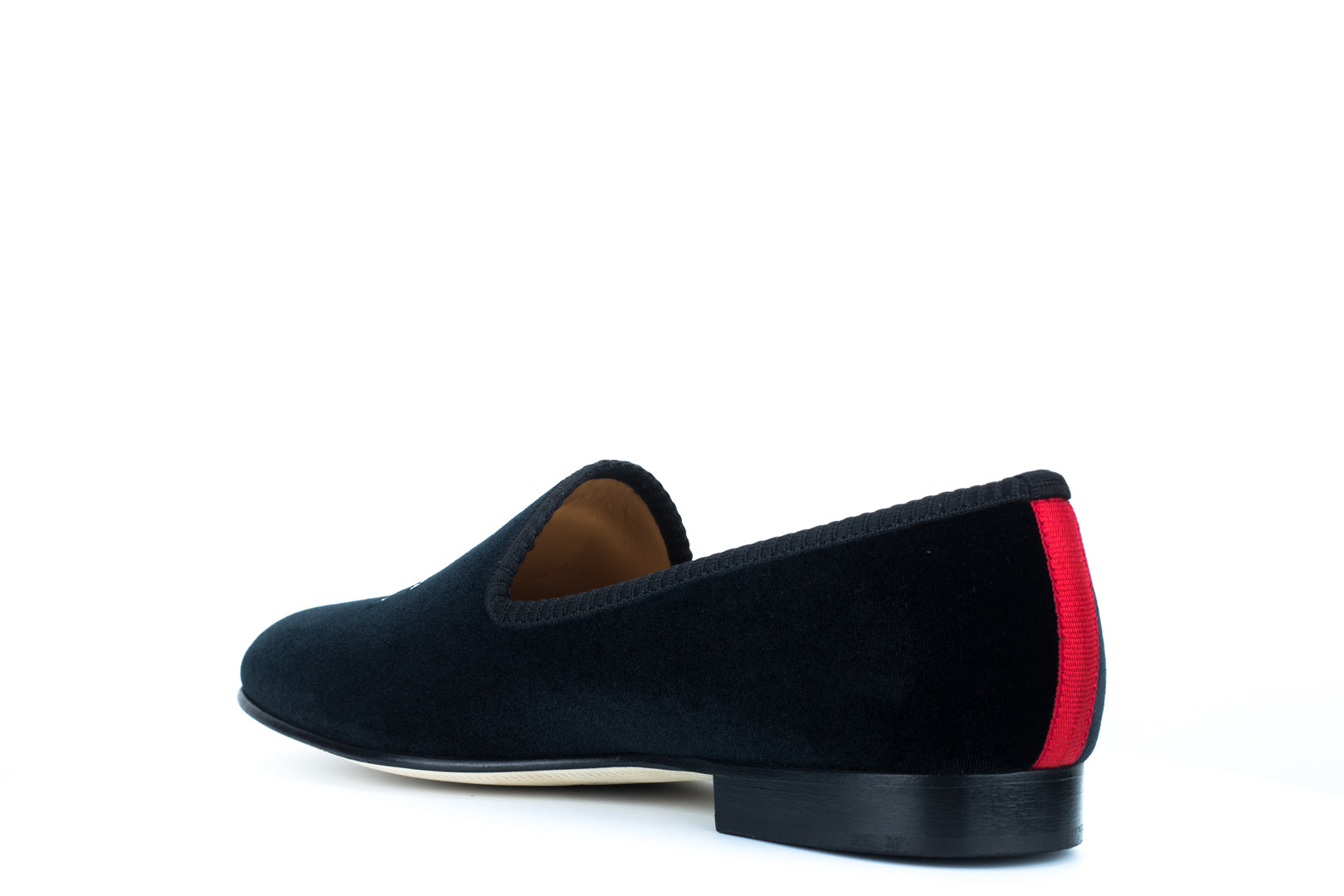 Black Velvet Slipper with Skull & Bone