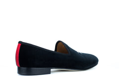 Black Velvet Slipper with Skull & Bone