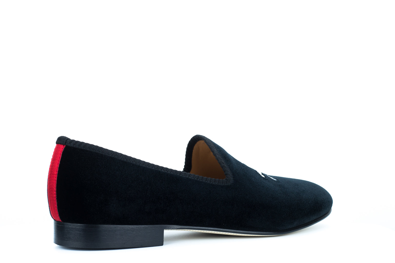 Black Velvet Slipper with Skull & Bone