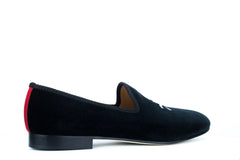 Black Velvet Slipper with Skull & Bone