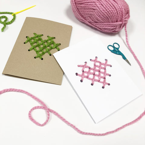 Cross stitch Valentine's day card for children to make